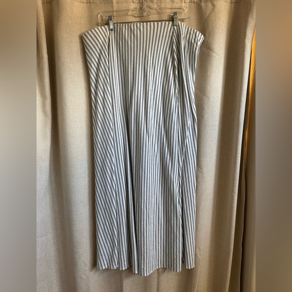 A New Day Blue and White Striped Line Blend Maxi Skirt